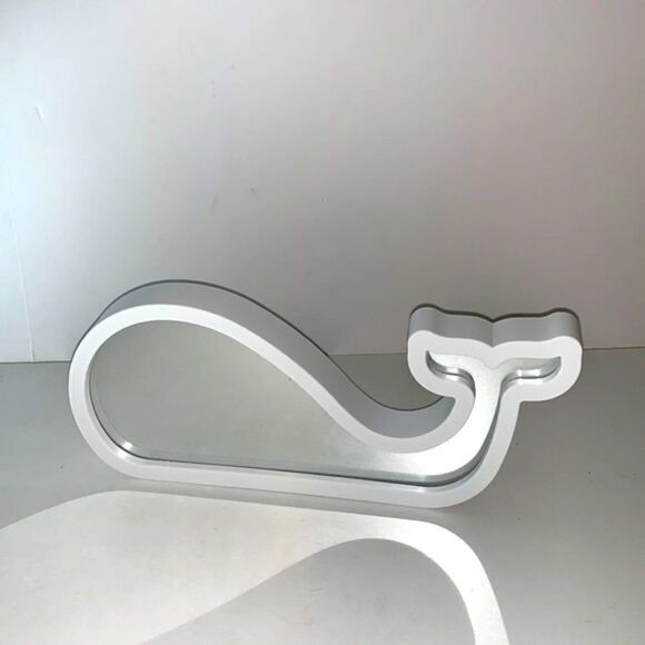 WHALE Wall Art in Navy/White & Pink with White Framed Mirror - NWOT - Picture 3 of 5